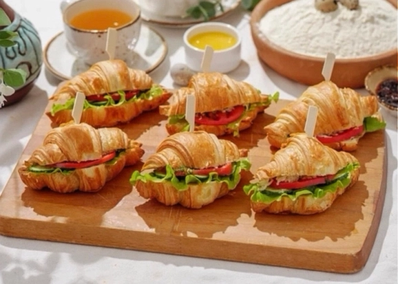 Круассаны с овощами и песто